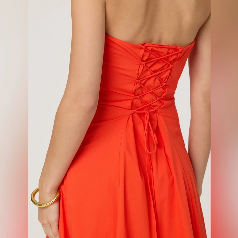 Astr Strapless Orange Midi Dress Tangerine Medium NWI - Picture 2 of 8